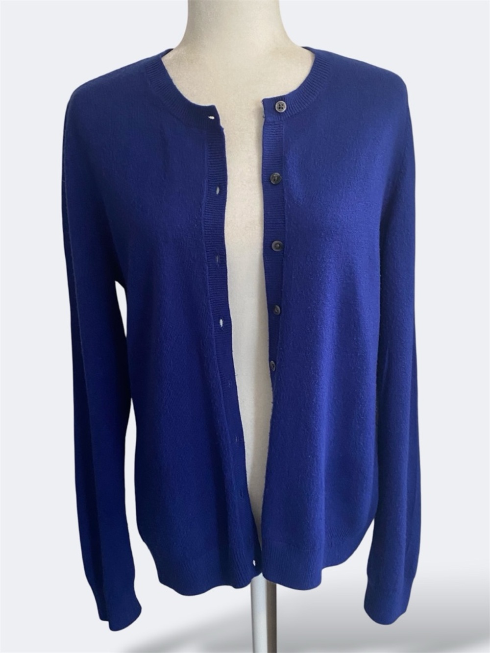 Croft & Barrow Cobalt Royal Blue Crewneck Button Front Cardigan Sweater